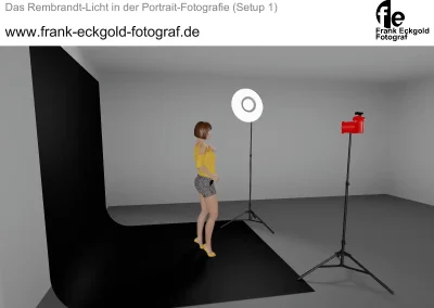 3D-Lichtsetup zum Rembrandt Licht