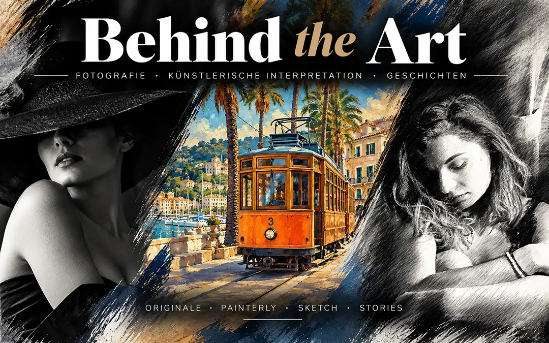 Behind the Art – Fotografie trifft Kunst Behind the Art von Frank Eckgold – fotografische Originale und ihre künstlerischen Interpretationen als Painterly und Sketch Art.