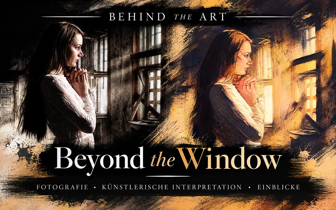 Beyond the Window – Vergleich zwischen düsterer Studiofotografie und warmer Painterly-Interpretation